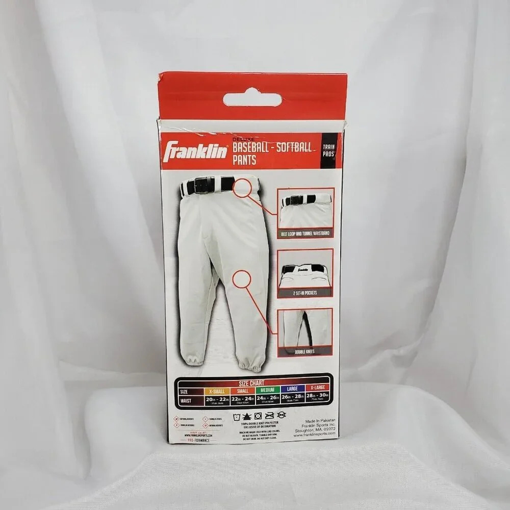Franklin Deluxe Youth Small Baseball Softball Pants Boys Girls White - Picture 2 of 6